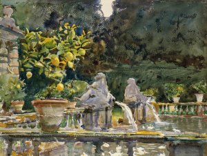 Villa di Marlia, Lucca; A Fountain by John Singer Sargent Oil Painting