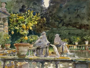 Villa di Marlia, Lucca; A Fountain by John Singer Sargent Oil Painting