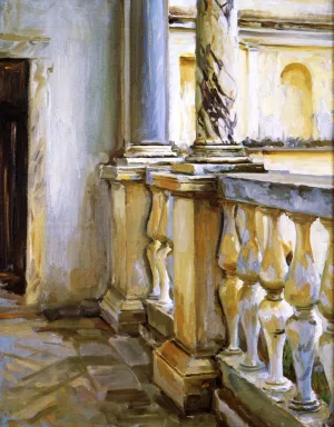 Villa Papa Giulio: Study of a Balustrade by John Singer Sargent - Oil Painting Reproduction