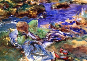 Woman in a Turkish Costume also known as A Turkish Woman by a Stream by John Singer Sargent Oil Painting