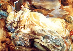 Woman Reading in a Cashmere Shawl by John Singer Sargent Oil Painting