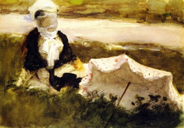Woman with Parasol by John Singer Sargent - Hand-Painted Oil Painting Reproduction