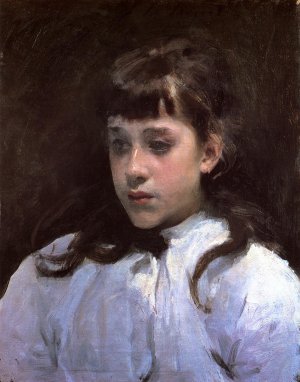 Young Girl Wearing a White Muslin Blouse by John Singer Sargent Oil Painting