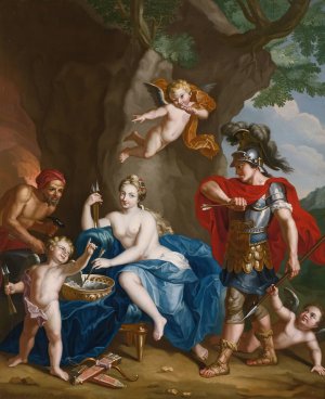 Mars, Venus And Vulcan;  The Forge Of Vulcan by John Singleton Copley Oil Painting