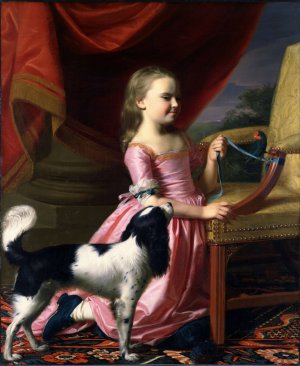 Young Lady With A Bird And A Dog Oil painting by John Singleton Copley