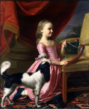 Young Lady With A Bird And A Dog by John Singleton Copley Oil Painting