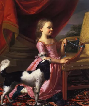 Young Lady with a Bird and Dog by John Singleton Copley - Oil Painting Reproduction