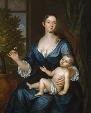 Mrs. Francis Brinley and Her Son Francis by John Smibert Oil Painting