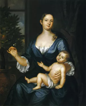 Mrs. Francis Brinley and Son Francis by John Smibert Oil Painting