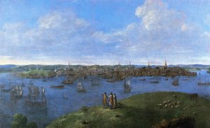 View [sic] of Boston by John Smibert Oil Painting