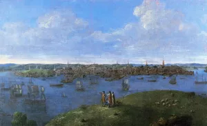 View [sic] of Boston by John Smibert Oil Painting