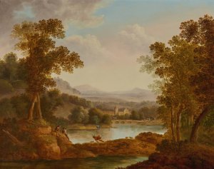 Extensive Landscape With Figures And Animals by John Smith Of Chichester Oil Painting