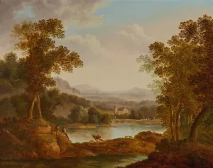 Extensive Landscape With Figures And Animals by John Smith Of Chichester Oil Painting