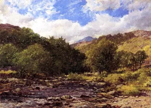 Fisherman at a Mountain Stream by John Syer - Oil Painting Reproduction