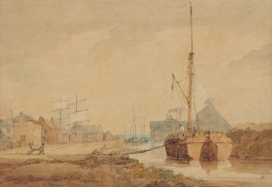 A Barge on a Canal, Norfolk by John Thirtle Oil Painting