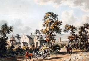 A Highway By A Gothic Villa by John Thomas Serres Oil Painting