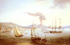 An English Frigate in the Bay of Naples by John Thomas Serres - Oil Painting Reproduction