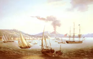 An English Frigate in the Bay of Naples Oil painting by John Thomas Serres
