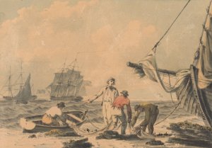 Coast Scene with Figures by John Thomas Serres Oil Painting