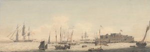 View of Castle Cornet, Guernsey, Channel Islands, with Shipping by John Thomas Serres Oil Painting