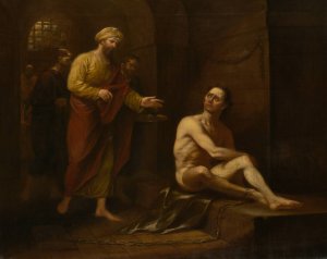 I Was in Prison and Ye Came Unto Me by John Trumbull Oil Painting