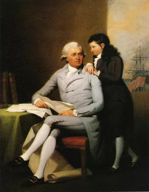 Jeremiah Wadsworth and His Son Daniel Wadsworth by John Trumbull - Oil Painting Reproduction