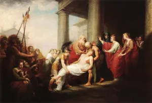 Priam Returning to His Family with the Dead Body of Hector by John Trumbull - Oil Painting Reproduction