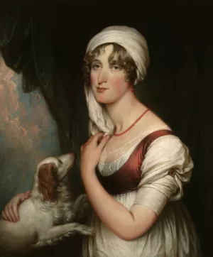 Sarah Trumbull with a Spaniel Oil painting by John Trumbull
