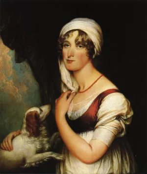 Sarah Trumbull with a Spaniel Oil painting by John Trumbull