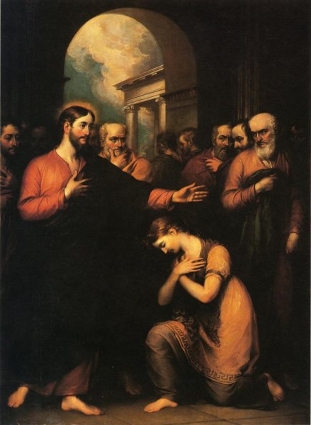 The Woman Taken in Adultery by John Trumbull - Hand-Painted Oil Painting Reproduction