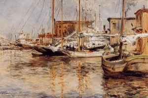 Oyster Boats, North River by John Twachtman Oil Painting