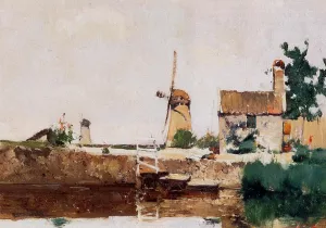 Windmills, Dordrecht by John Twachtman - Oil Painting Reproduction