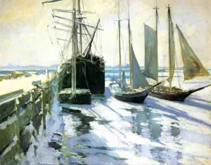 Winter, Gloucester Harbor by John Twachtman - Oil Painting Reproduction