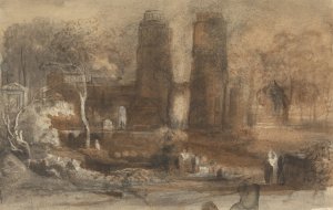 A Romantic Landscape by John Varley Oil Painting