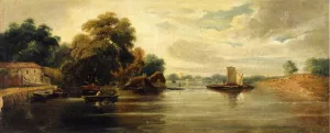 A View of the Thames Looking towards Battersea by John Varley Oil Painting