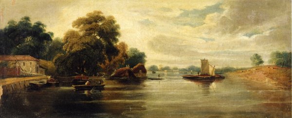 A View of the Thames Looking towards Battersea by John Varley - Hand-Painted Oil Painting Reproduction