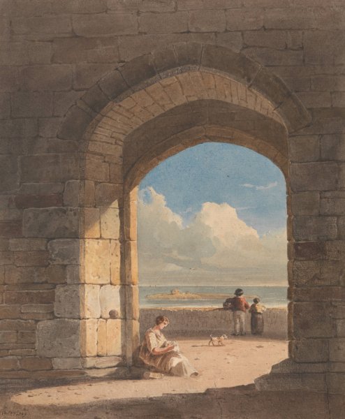 An Arch at Holy Island, Northumberland  by John Varley - Hand-Painted Oil Painting Reproduction