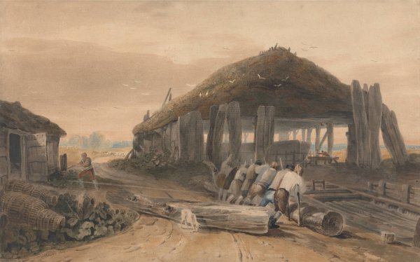 Boat Building  by John Varley - Hand-Painted Oil Painting Reproduction