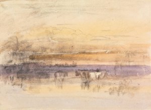 Cattle Watering at Sunset by John Varley Oil Painting
