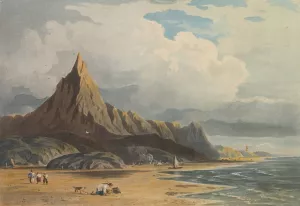 Figures On The Beach At Barmouth, North Wales by John Varley Oil Painting