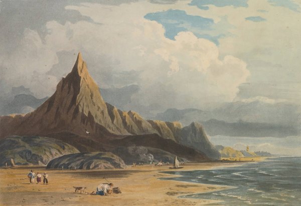 Figures On The Beach At Barmouth, North Wales by John Varley - Hand-Painted Oil Painting Reproduction