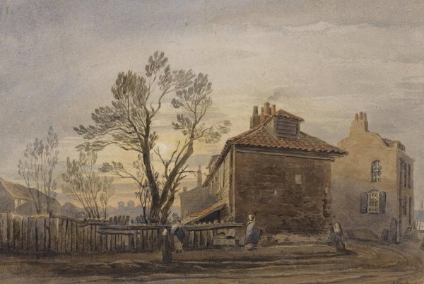 Lambeth; On The Surrey Side Between Westminster And Blackfriars Bridge  by John Varley - Hand-Painted Oil Painting Reproduction