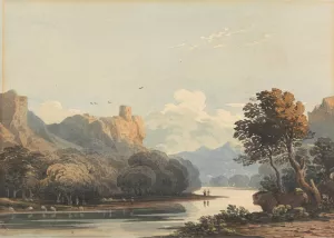 Landscape with a Distant Tower by John Varley Oil Painting