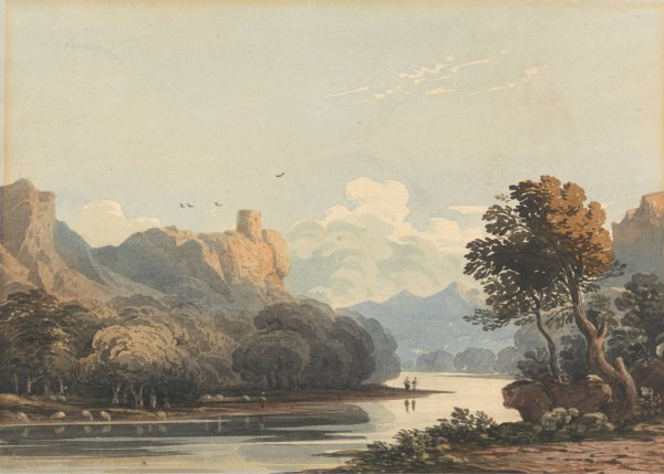 Landscape with a Distant Tower by John Varley - Hand-Painted Oil Painting Reproduction