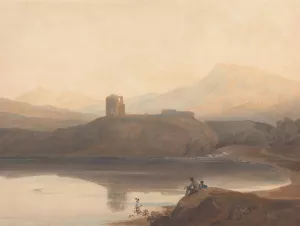 Llanberis Lake, with Castle Dolbadern by John Varley Oil Painting