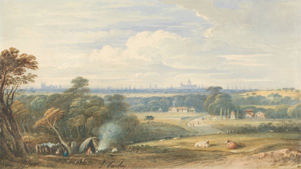 London from the South West  by John Varley - Hand-Painted Oil Painting Reproduction