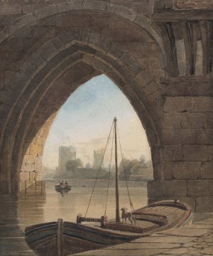Looking under the Bridge by John Varley Oil Painting