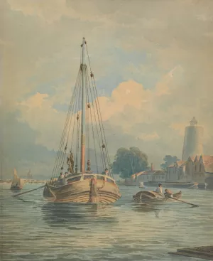 On the Thames by John Varley Oil Painting