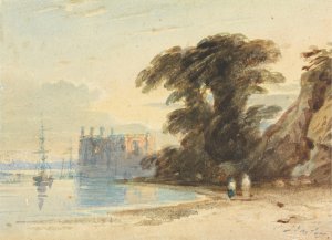 River Landscape with Figures by John Varley Oil Painting