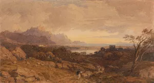 Romantic Landscape with Distant Mountains by John Varley Oil Painting
